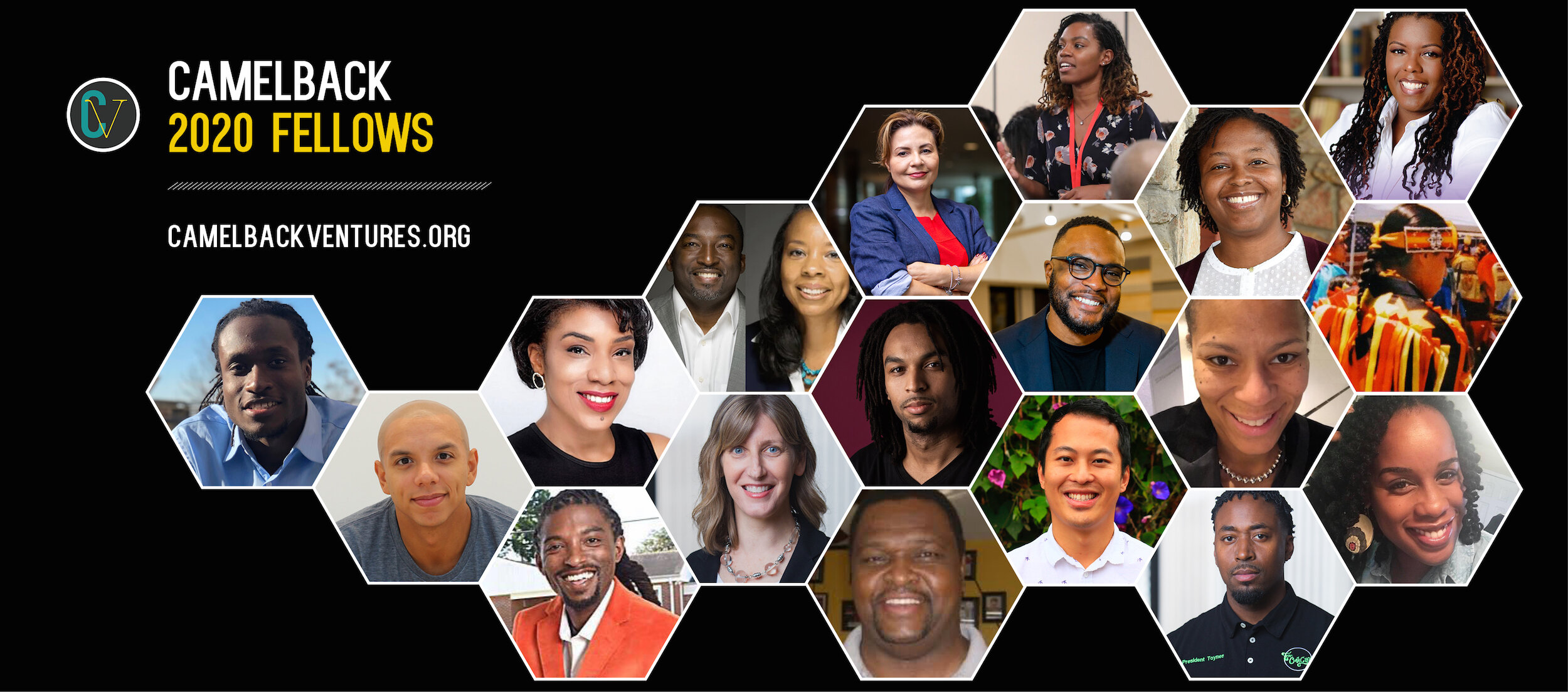 Group photo of Camelback 2020 Fellows featuring diverse entrepreneurs.
